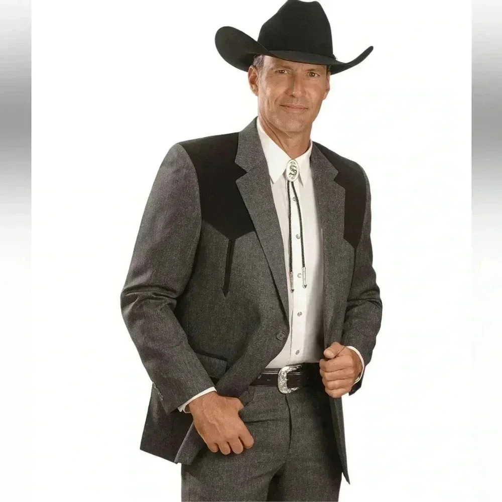 Circle S Men’s Boise Western Cowboy Suit Coat Blazer Heather Charcoal Sz 54r